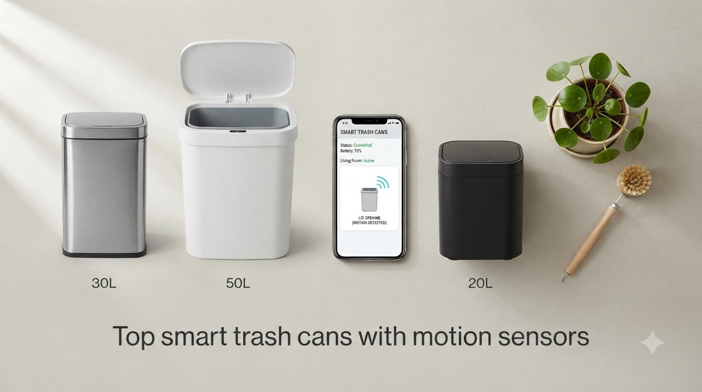 Top smart trash cans with motion sensors