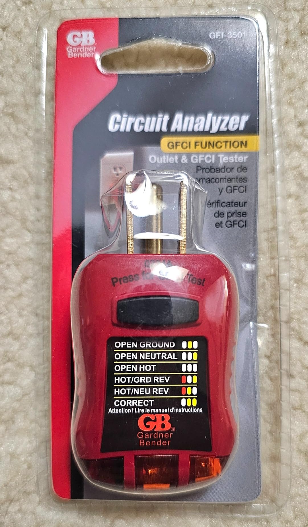 nVent GARDNER BENDER GFI-3501 GFCI Outlet Tester & Circuit Analyzer customer photo 2
