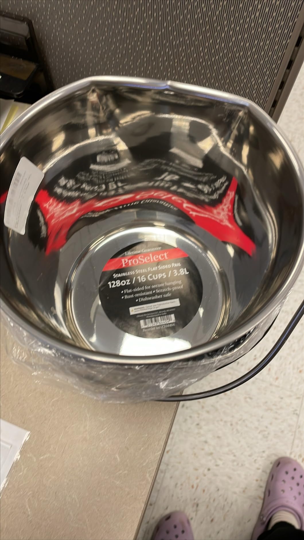 ProSelect Stainless Steel Flat Sided Pails — Durable Pails for Fences, Cages, Crates, or Kennels - 6