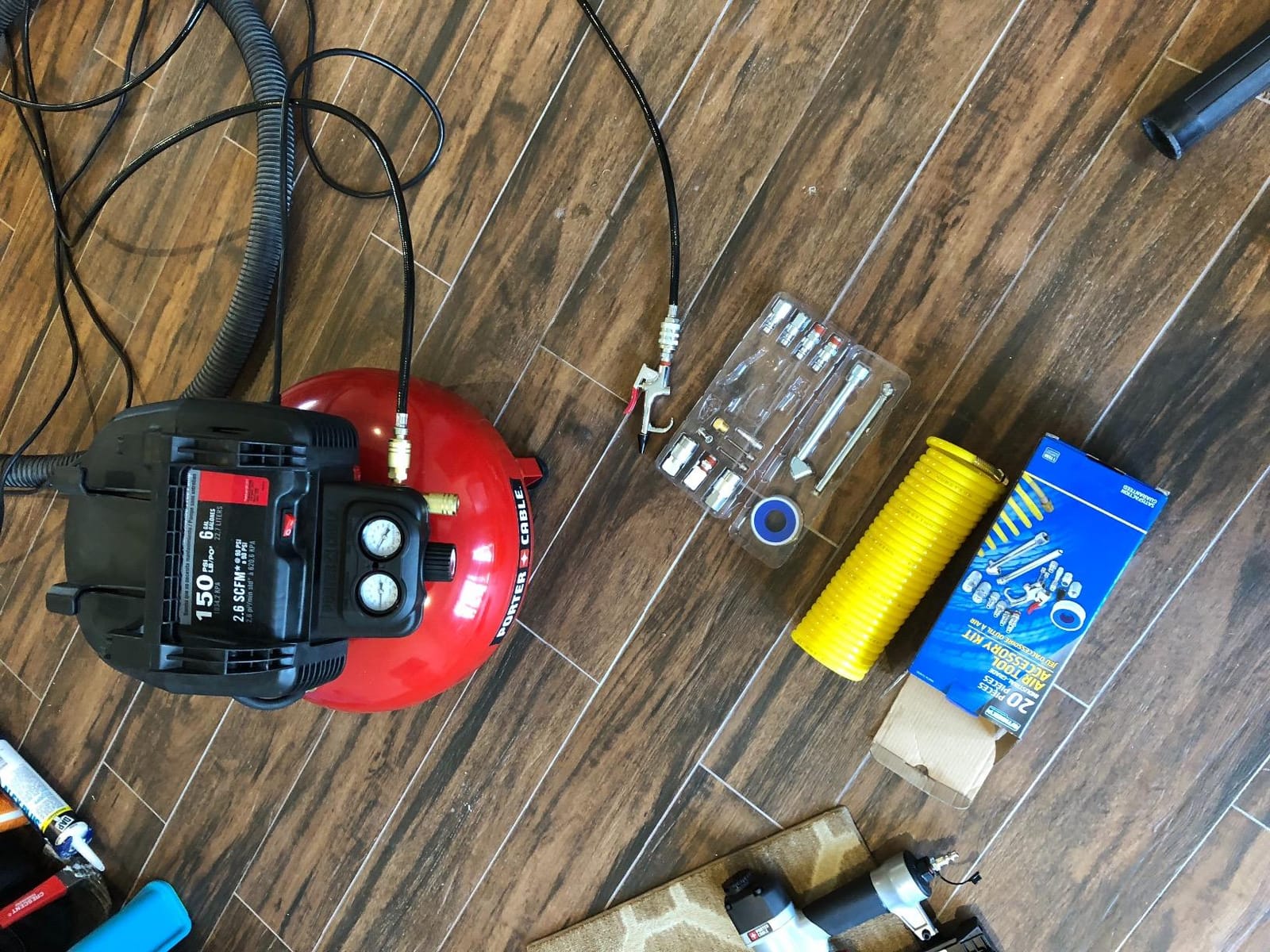 Air Compressor Kit, 1/4 Inch NPT Air Tool Kit with 1/4 Inch x 25Ft Coil Nylon Hose/Tire Gauge - 20 Pieces customer photo 1