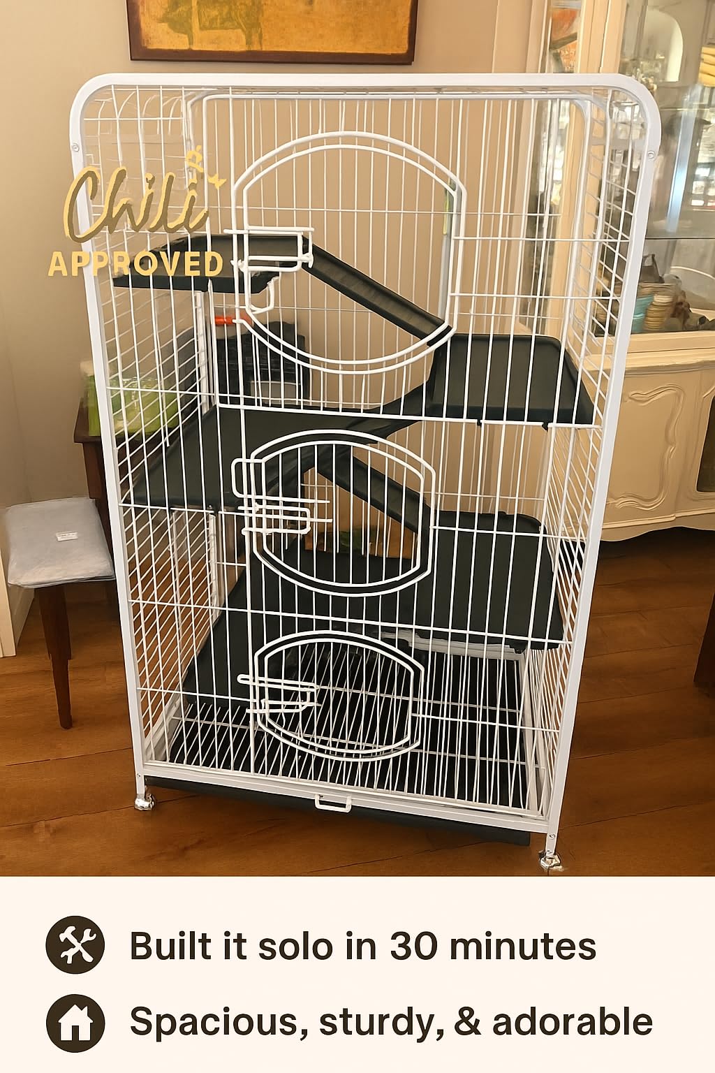 Yaheetech 52-inch Ferret Cage 6 Level Metal Rat Cage with 3 Front Doors/Feeder/Wheels Small Animal Cage for Ferret/Chinchilla/Bunny/Rabbit/Squirrel, Black customer photo 2