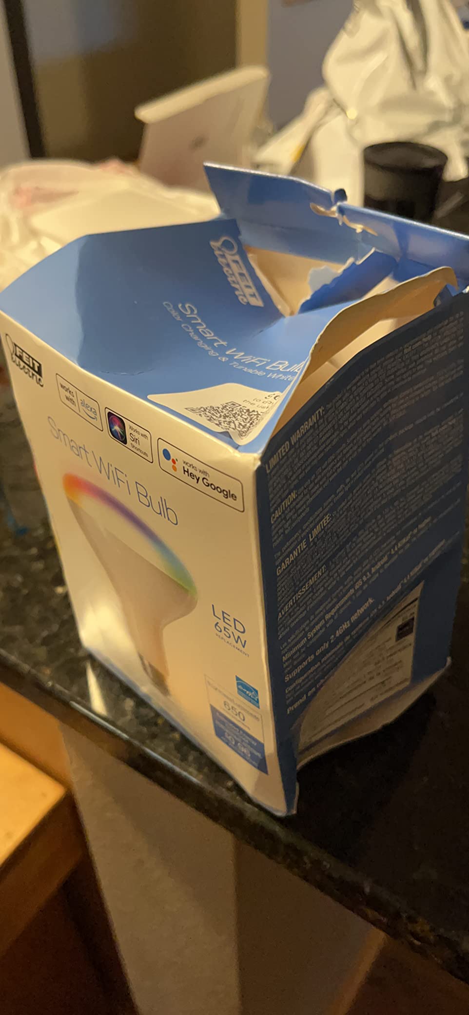 Feit Electric BR30 Smart Flood Light Bulb,2.4GHz WiFi Color Changing and Dimmable, No Hub, Works with Alexa or Google Assistant, BR30/RGBW/CA/AG, 65W, Multi-Color (RGBW), 1 Count (Pack of 1) customer photo 2