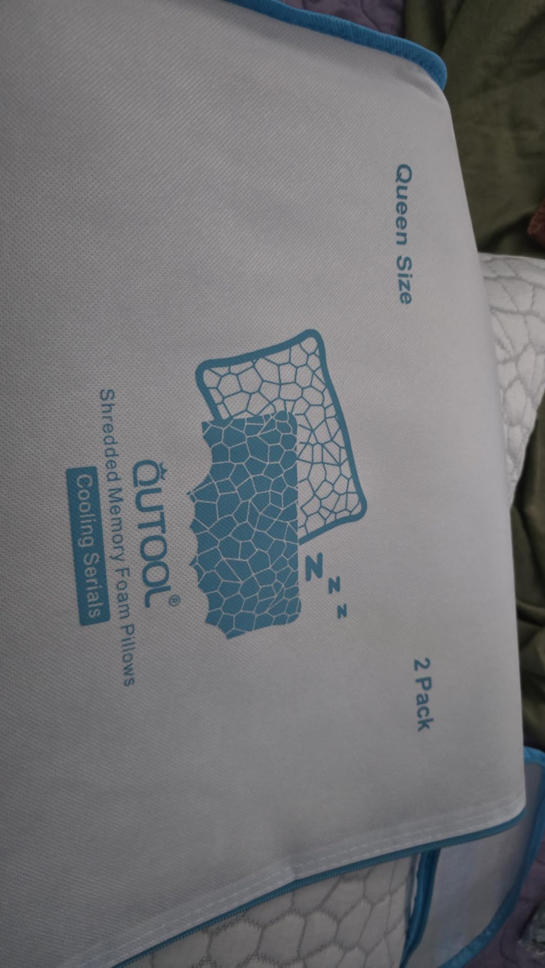QUTOOL Cooling Pillow for Sleeping, CertiPUR-US Shredded Memory Foam Queen Pillow Set of 1, Cool Pillow for Hot Sleepers Adjustable Firm Pillow for Side, Back, Stomach Sleepers Soft Yet Support, White customer photo 1