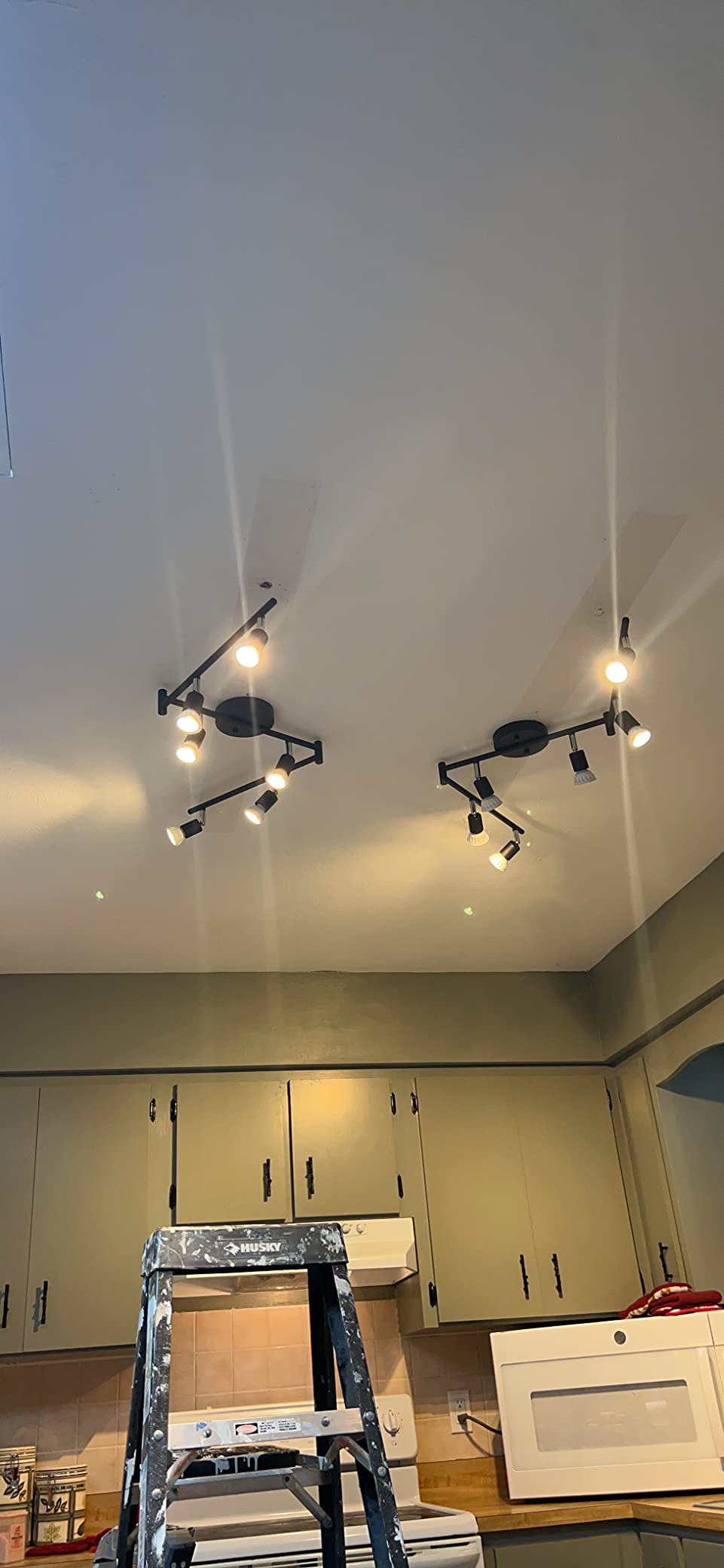 AIBOO 6-Light Adjustable Dimmable Track Lighting Kit, Flexible Foldable Arms,Satin Nickel Kitchen,Hallyway Bed Room Lighting Fixture, GU10 Base Bulbs not Included customer photo 1
