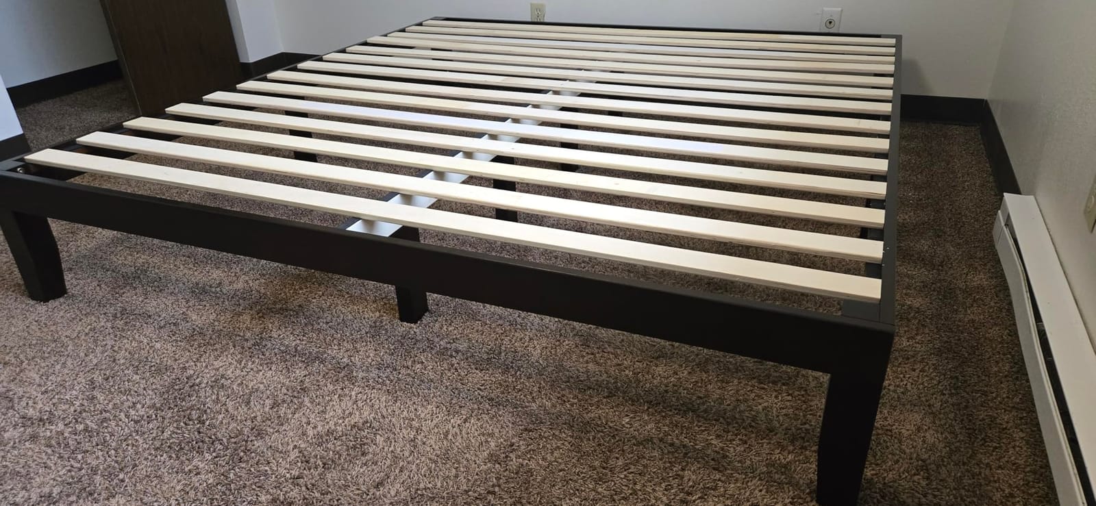 GIANTEX 14 Inch Queen Wood Platform Bed Frame, Minimalist Style Mattress Foundation with Solid Rubber Wood, Heavy Duty Slat Support, Without Headboard, Easy Assembly, No Box Spring Needed, Espresso customer photo 1