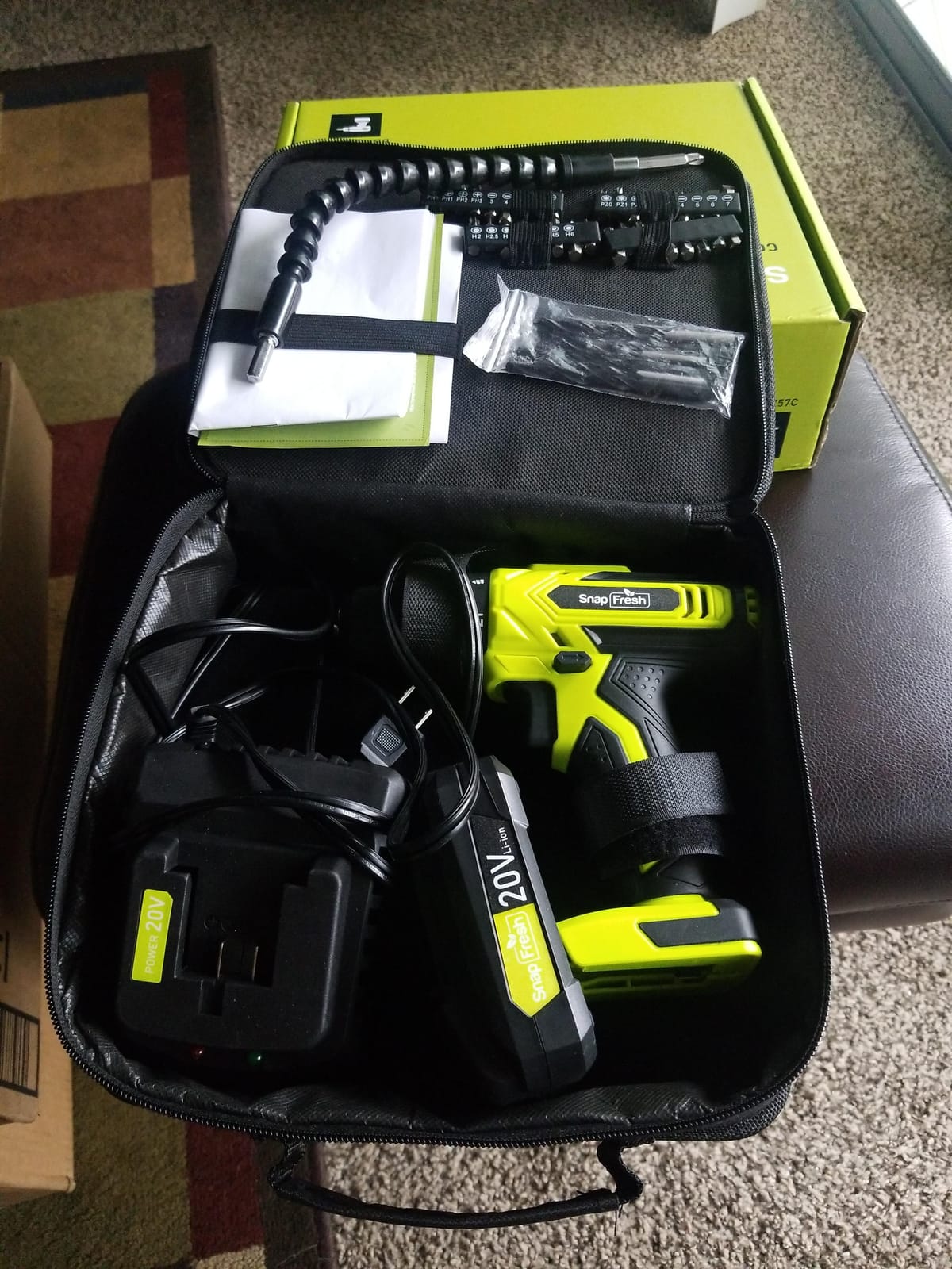 SnapFresh 20V Cordless Drill Kit, 3/8