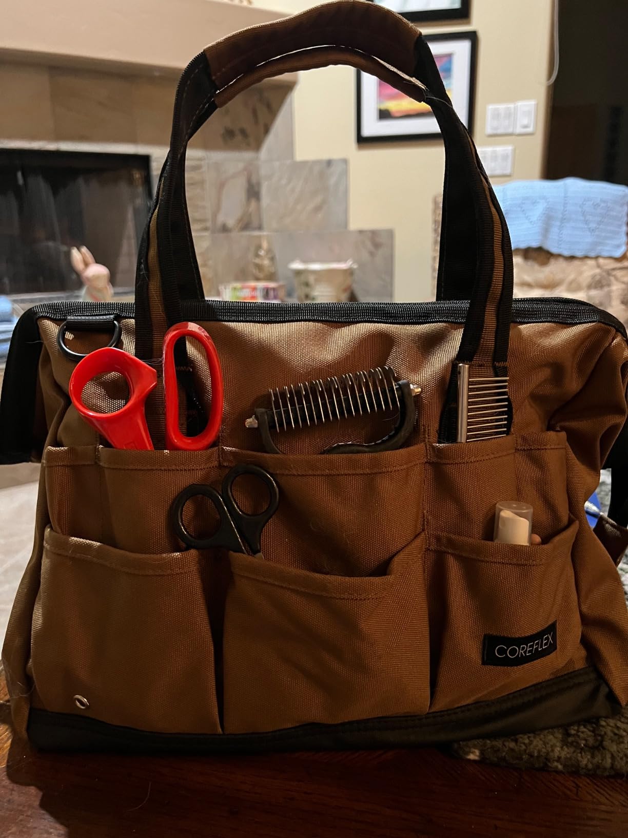 Coreflex 14 inch Wide-Mouth Tool Bag, Gear Bag, Multiple Purpose - for Plumbers, Electricians, Handymen also good for daily use, office use and camping. (Tan) customer photo 2