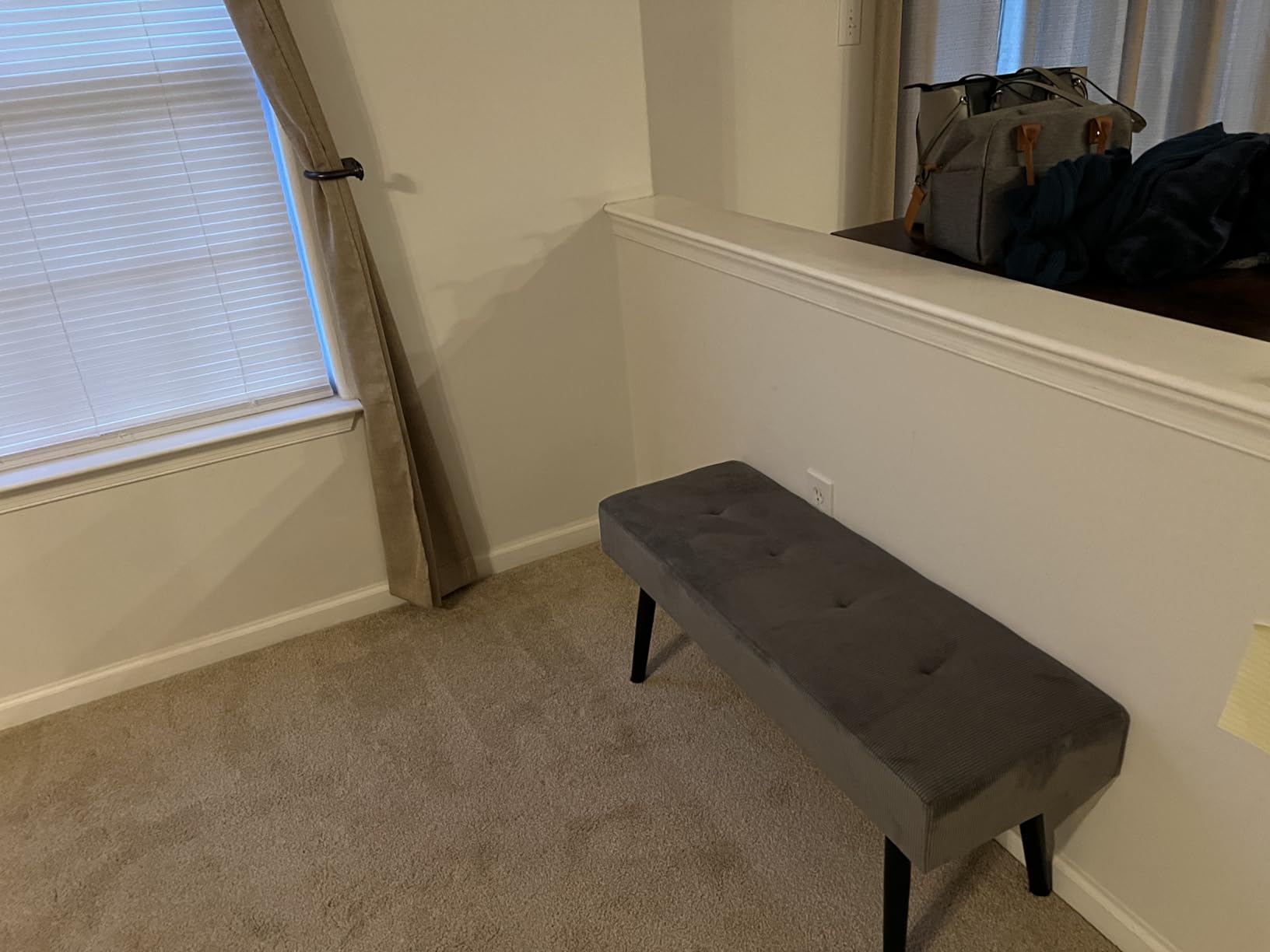 Comfy to go Entryway Bench - Grey Bench for Bedroom, Modern Ottoman End of Bed, Corduroy Padded Benches for Living Room, Foyer, Mudroom, Hallway - 39