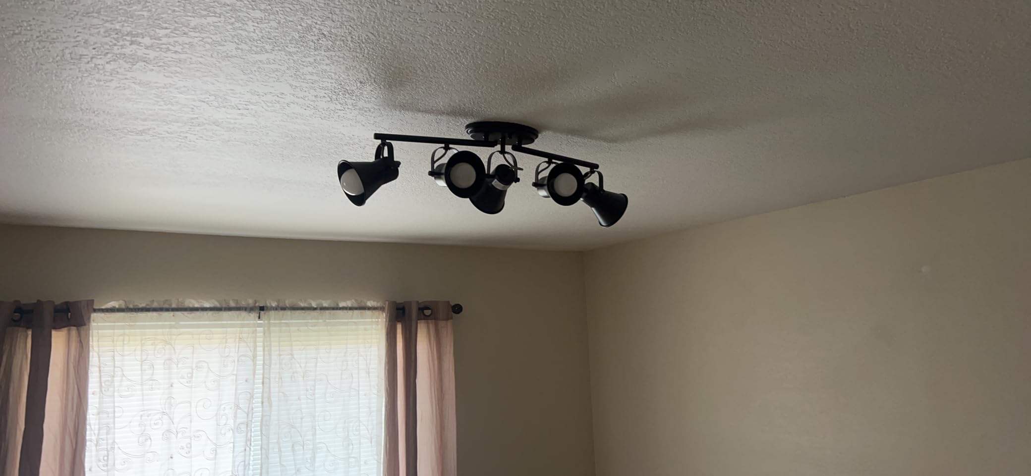 4-Light Track Lighting Kit, Directional Ceiling Light, Industrial Black Kitchen Track Lighting Fixtures Ceiling for Kitchen, Living Room, Dining Room, Hallway. customer photo 1