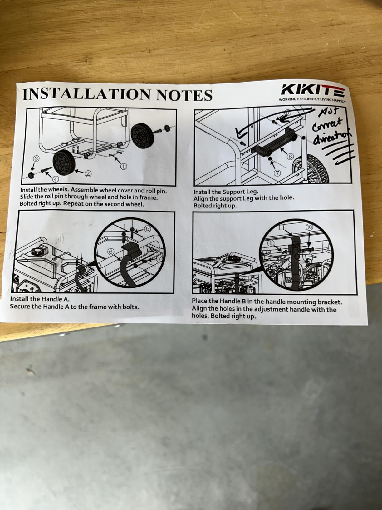 KIKITE Generator Wheel Kit Compatible with Champion 2800-4750w with Folding Handle and Never-Flat Tires, Generator Replacement Parts 40065 customer photo 2