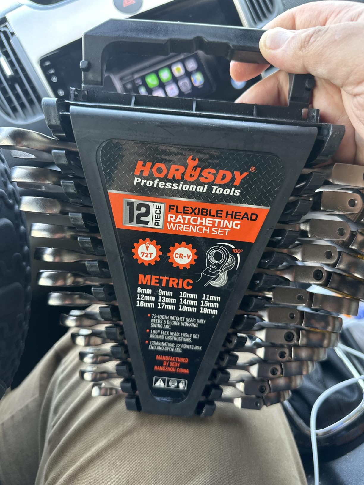 HORUSDY 12-Piece Metric Flex-Head Ratcheting Wrench Set with Organizer | 8-19 mm Ratchet Combination Wrenches Set | 72-Teeth | Chrome Vanadium Steel customer photo 1