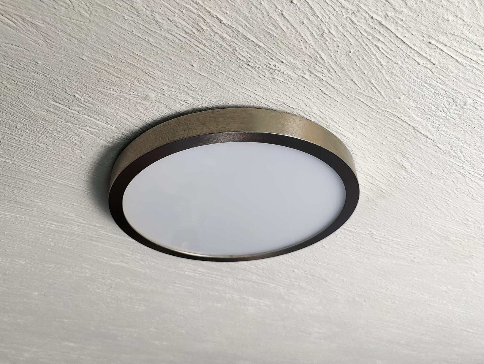 10 Inch LED Flush Mount Ceiling Light Fixture, Super Slim Flush Mount Light for Kitchen, Metal and Glass LED Ceiling Light for Low Ceiling, Hallway, Bathroom, Laundry, Brushed Nickel, 17W, 3000K customer photo 1