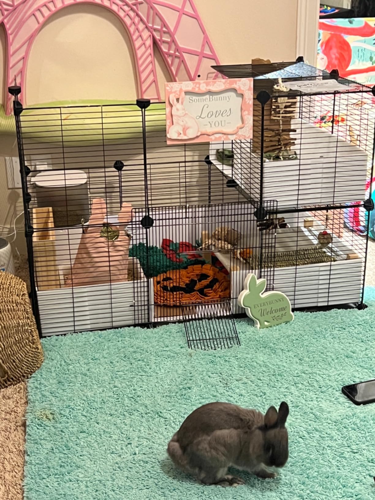 Oneluck Guinea Pig Cage, Indoor Habitat with Waterproof Plastic Bottom,Playpen for Small Pet Bunny, Turtle, Hamster, Loft cage customer photo 2