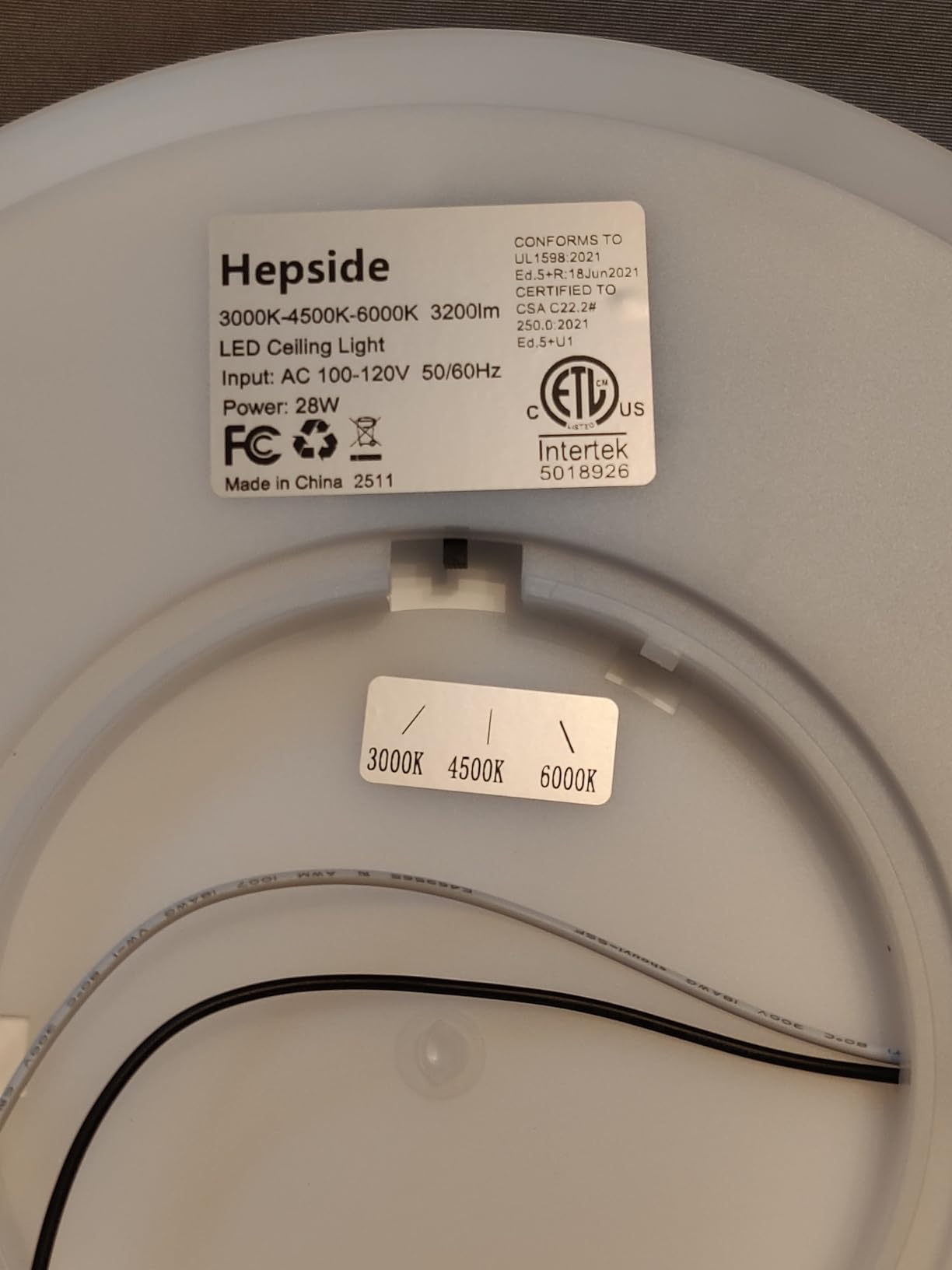 hepside 12Inch Flush Mount Light Fixture White, 28Watt, Dimmable & 3000K-4500K-6000K Flush Ceiling Light Fixture 3200LM Low Profile Ceiling Light for Kitchen Bedroom Hallway Porch customer photo 2