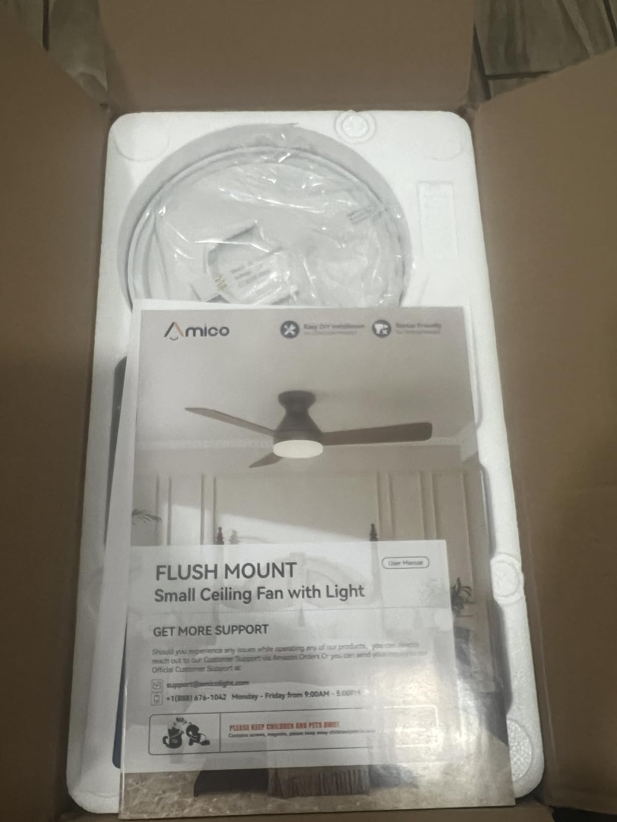 Amico 52 Inch Black Low Profile Ceiling Fans with Lights and Remote customer photo 2