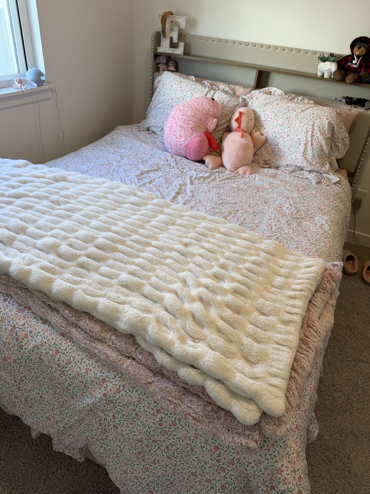 EnHomee Queen Bed Frame with 2 Drawers & 2-Tier Storage Headboard Shelf customer photo 1