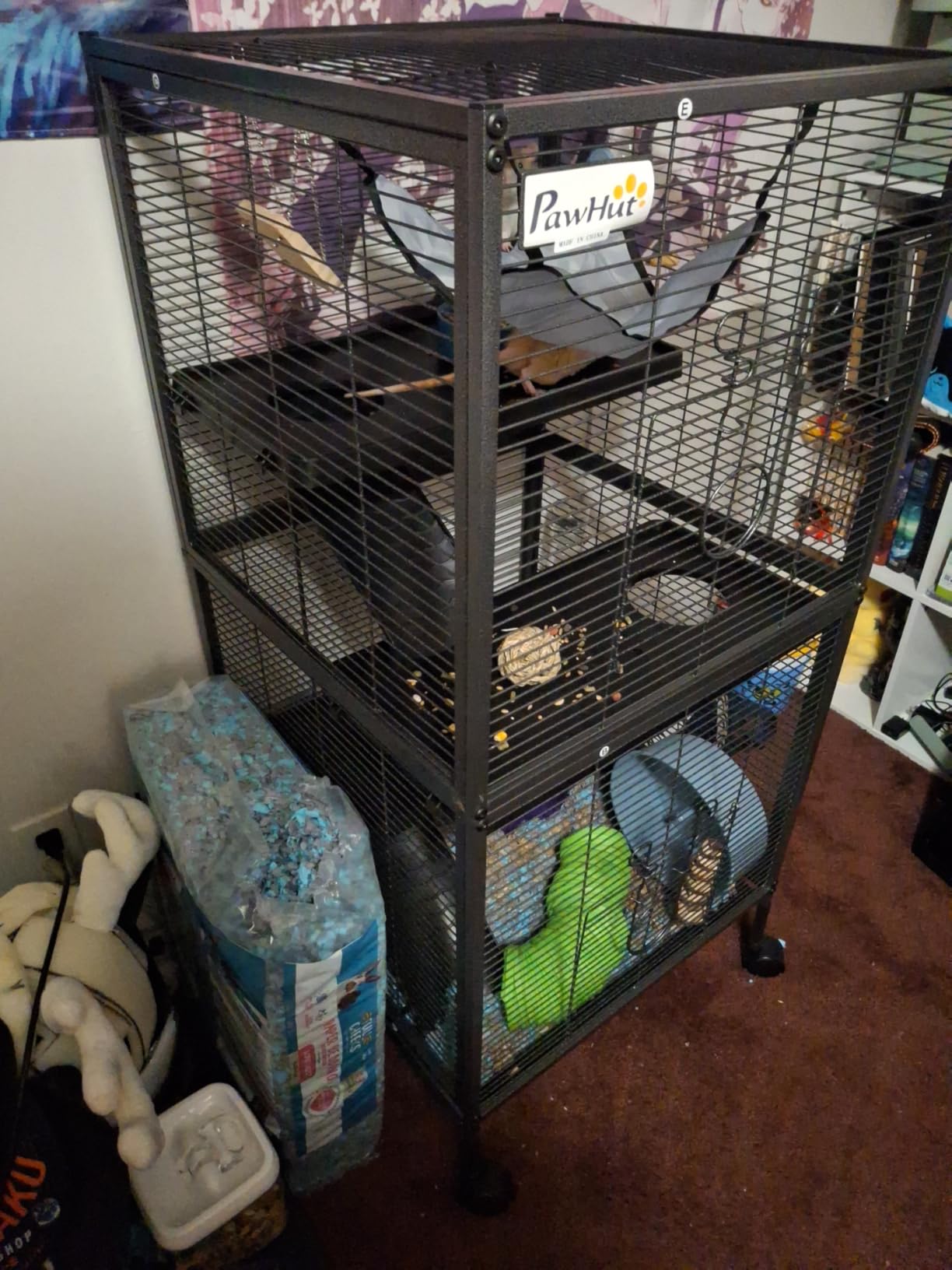 PawHut Metal Small Animal Cage, 5-Tiers Rolling Big Ferret Cage with Hammock, Removable Tray, for Chinchilla, Sugar Glider, White customer photo 2