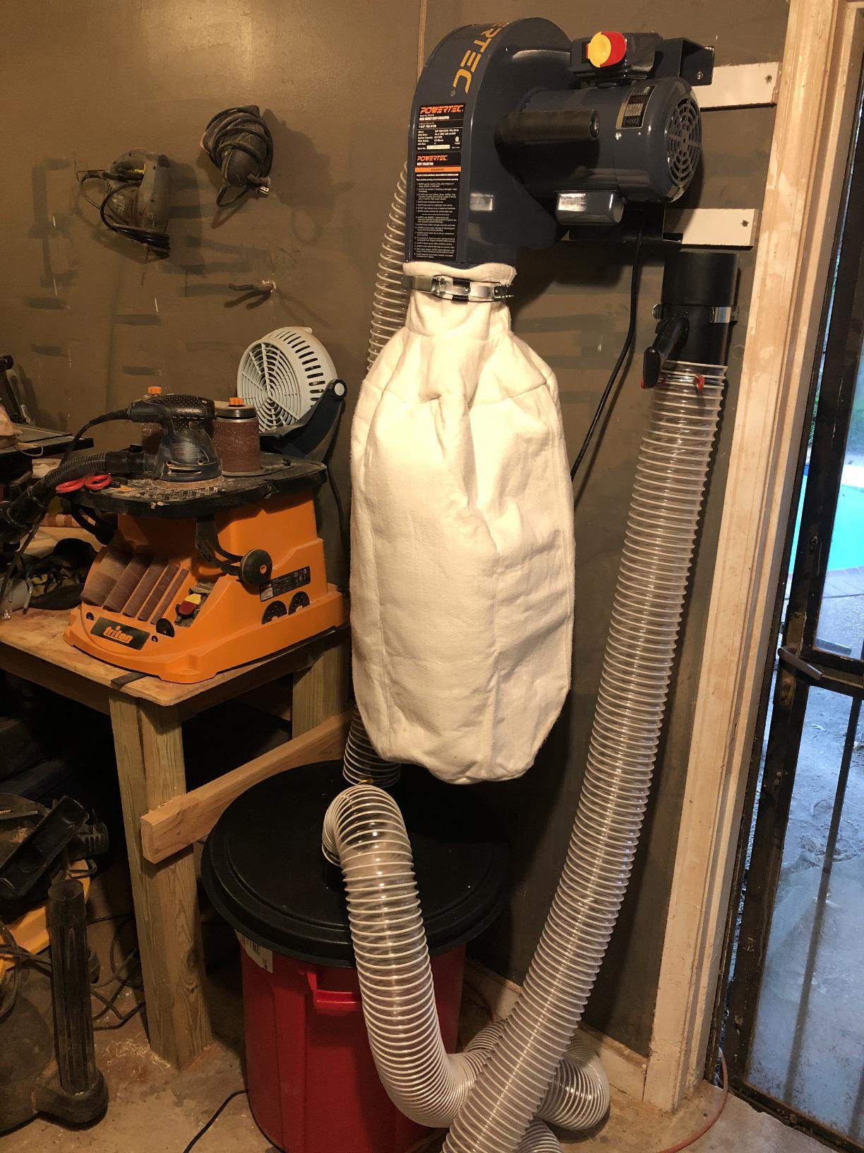 POWERTEC 1 HP Dust Collector with 1 Micron Dust Collector Bags and Mobile Base, Dust Collectors with 800 CFM for Woodworking Dust Collection System (DC1081) customer photo 2