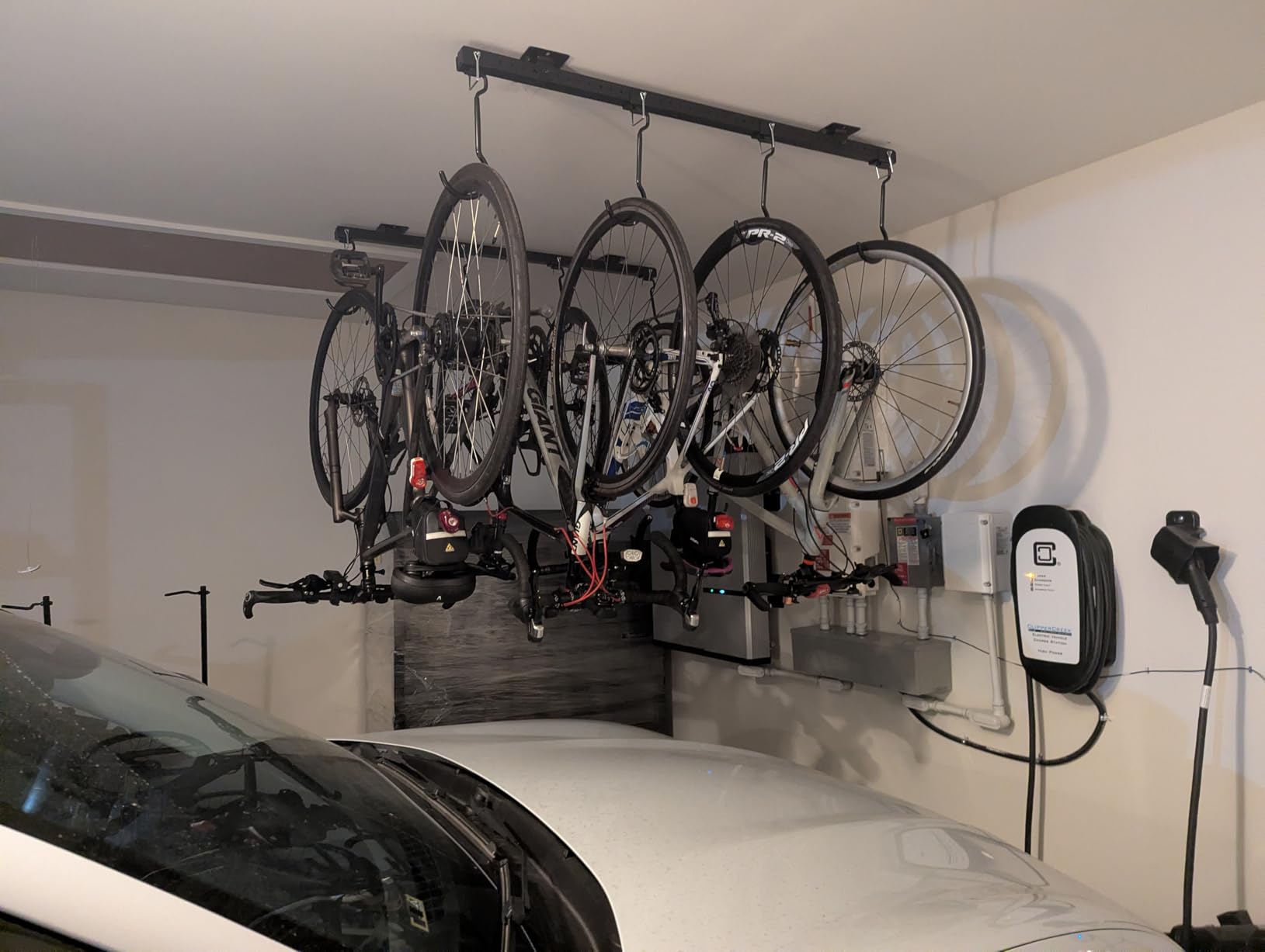 Teal Triangle Adjustable Ceiling Mounted Bike Rack for Garage, Hold 8 Bikes customer photo 1