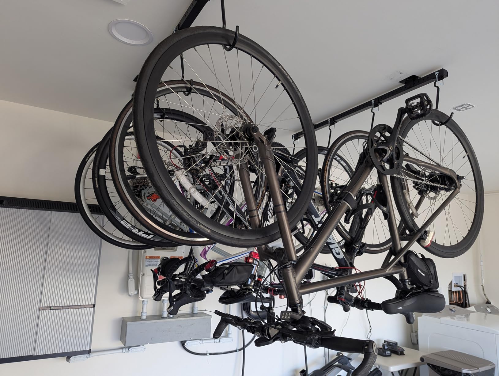 Teal Triangle Adjustable Ceiling Mounted Bike Rack for Garage, Hold 8 Bikes customer photo 2