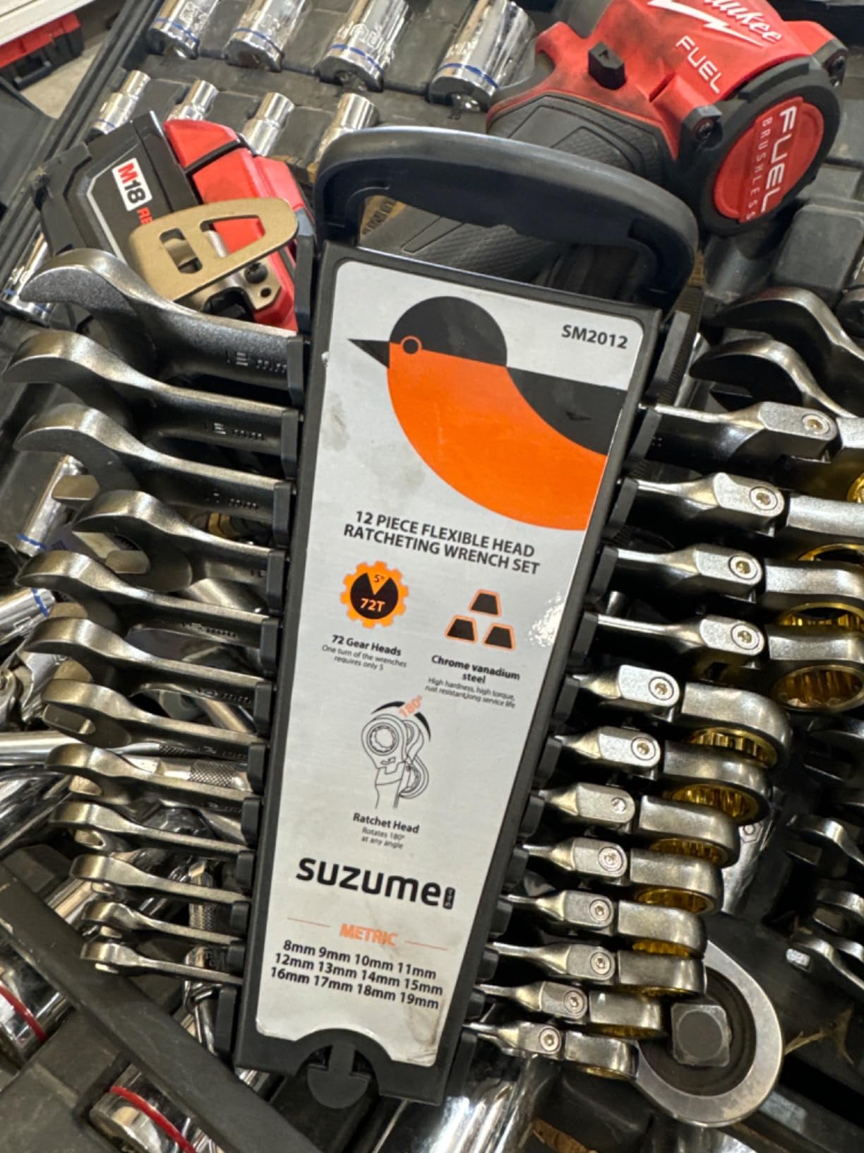 SUZUME 24-piece Flex Head Ratcheting Wrench Set Metric & SAE 180° flexible customer photo 2