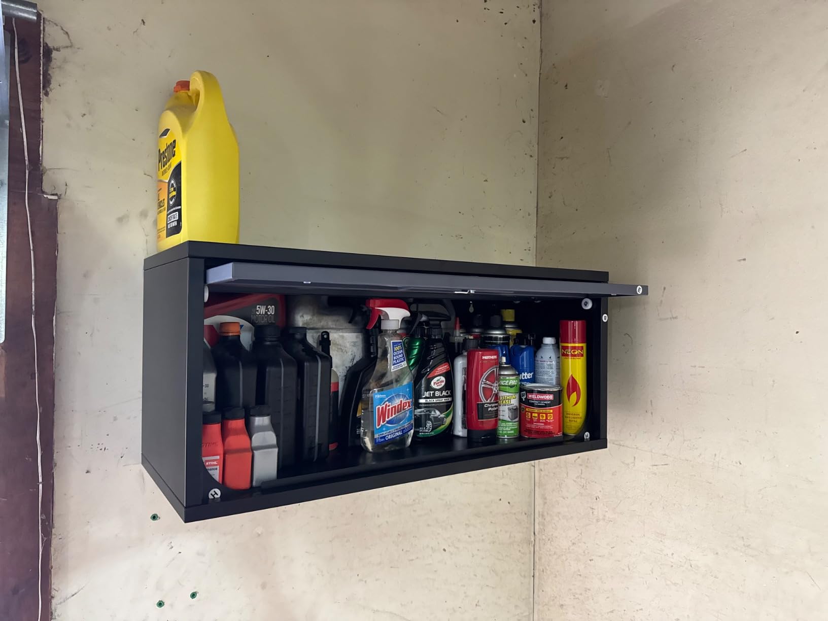 Metal Wall Storage Cabinet Adjustable Shelf 22'' Tall Steel Garage Wall Mounted Cabinet Lockable Floating Garage Storage Shop Trailer Tool Assembly Required customer photo 1