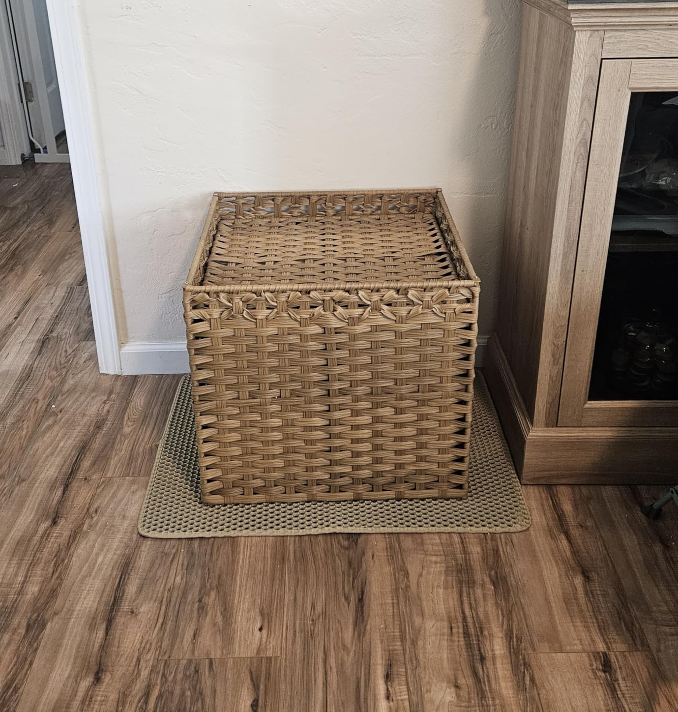 SETVSON Cat Litter Box Enclosure Furniture, Hidden PE Rattan, Natural customer photo 1