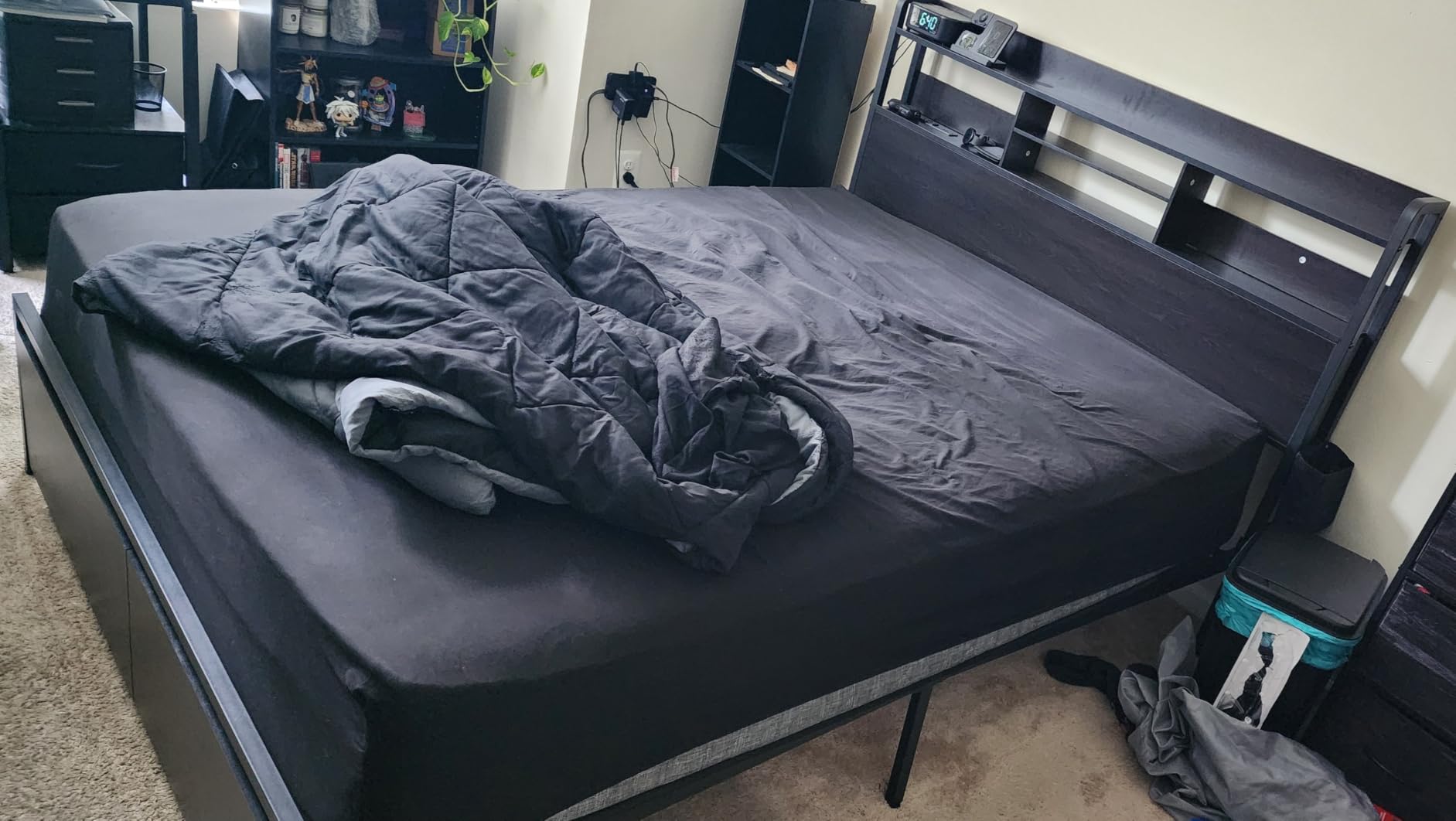 Furnulem Full Size Bed Frame with Headboard and Charging Station,2 Drawers customer photo 1
