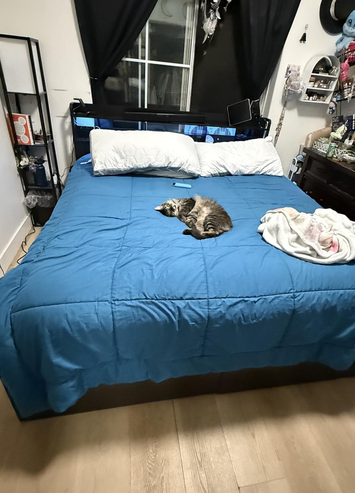 Furnulem Full Size Bed Frame with Headboard and Charging Station,2 Drawers customer photo 2