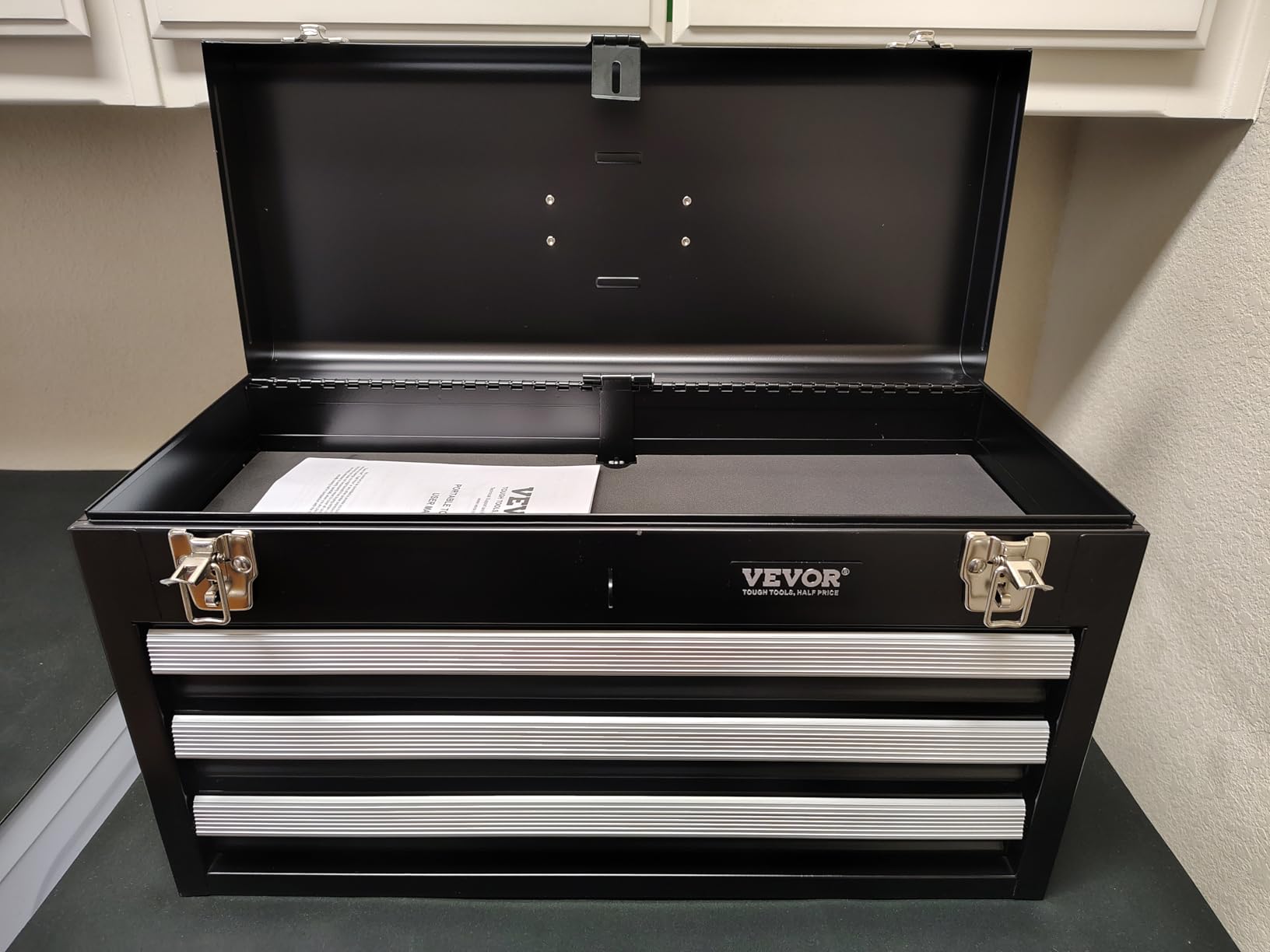 VEVOR Metal Tool Box, 20.5-inch, Portable Metal Tool Box with 4 Drawers, Small Tool Chest with EVA Liners, Ball Bearing Slide Drawers Locking & Powder Coated Finish, Multi-Function Tool Organizer customer photo 1