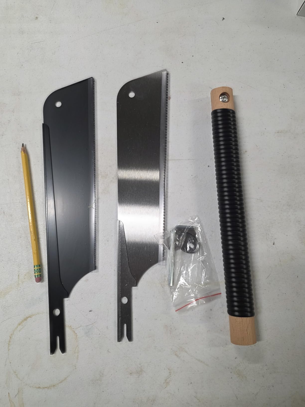 Clarke Brothers Japanese style Pull Saw Set of 2 – Kataba & Dozuki 10 Inch Blades with 1 Rattan Wooden Handle – Silver and Black Steel Blades, 14 TPI & 21 TPI – Woodworking Hand Saw Kit customer photo 2
