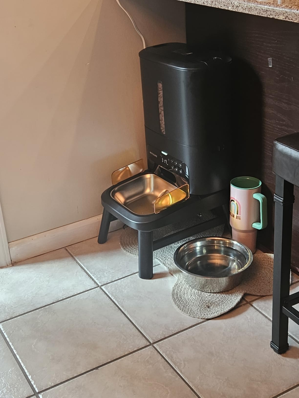 Automatic Dog Feeder for Large Breed - 15L/ 63 Cups Anti-Clog Dog Food Dispenser for 2-23mm Kibble, Elevated Stand, Large Food Tray, Dual Power, Up to 50 Portions 6 Meals Per Day, Keeps Fresh customer photo 2