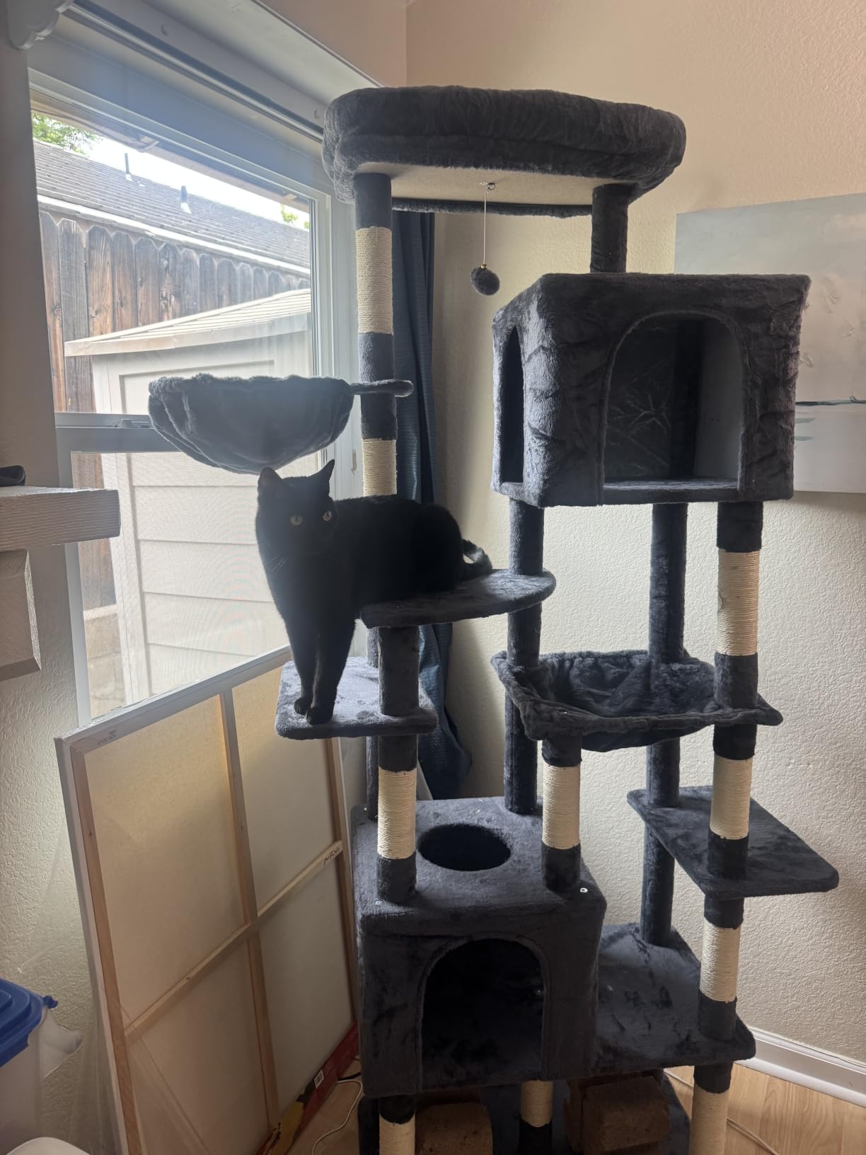 Heybly Cat Tree, 76-Inch Tall Heavy Duty Cat Tower for Big Cats HCT039G customer photo 2