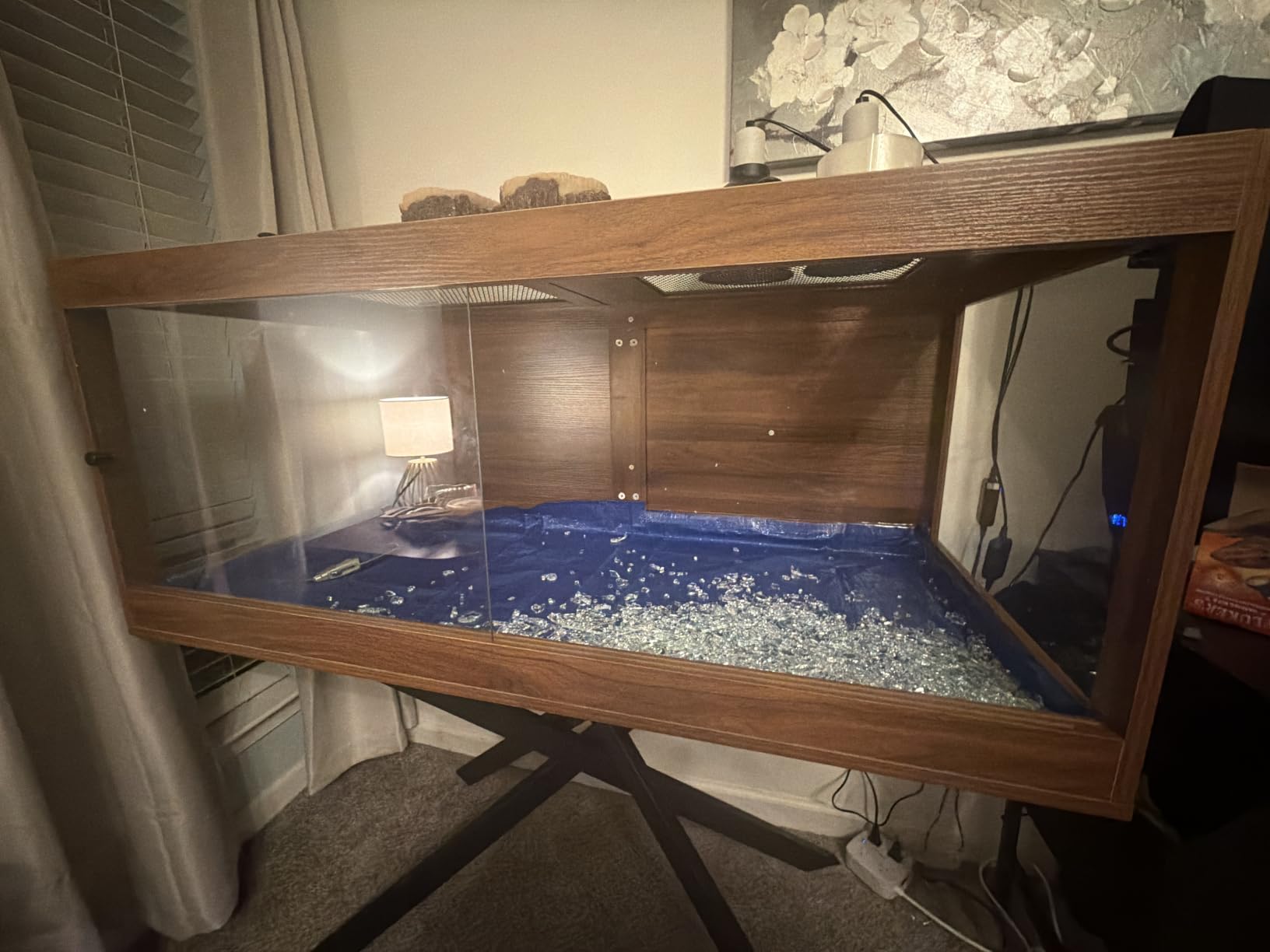 PAKASEPT 120 Gallons Bearded Dragon Tank with Leg Stand,Tempered Glass Reptile Enclosure with Metal Mesh Top,Snake/Lizard Tank for Chameleon,Tortoise,Hecko,Brown customer photo 2